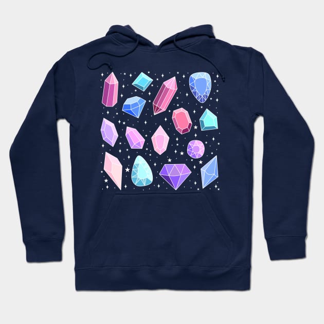 Cute magical crystal and gems pattern Hoodie by Yarafantasyart